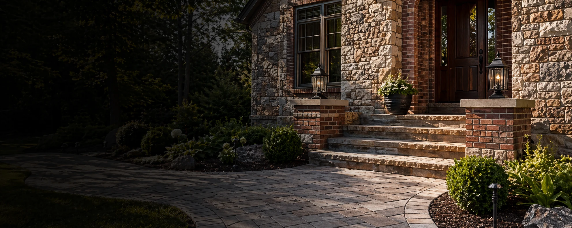 Front step detail by Rockn-It Masonry