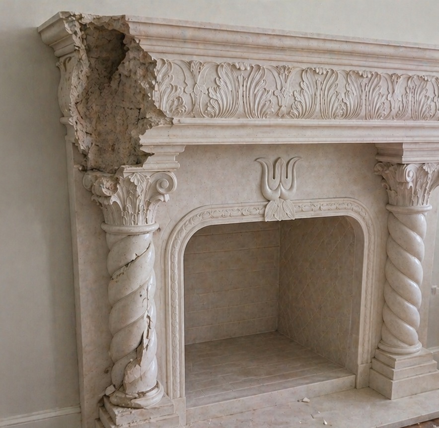 Fireplace surround before repair
