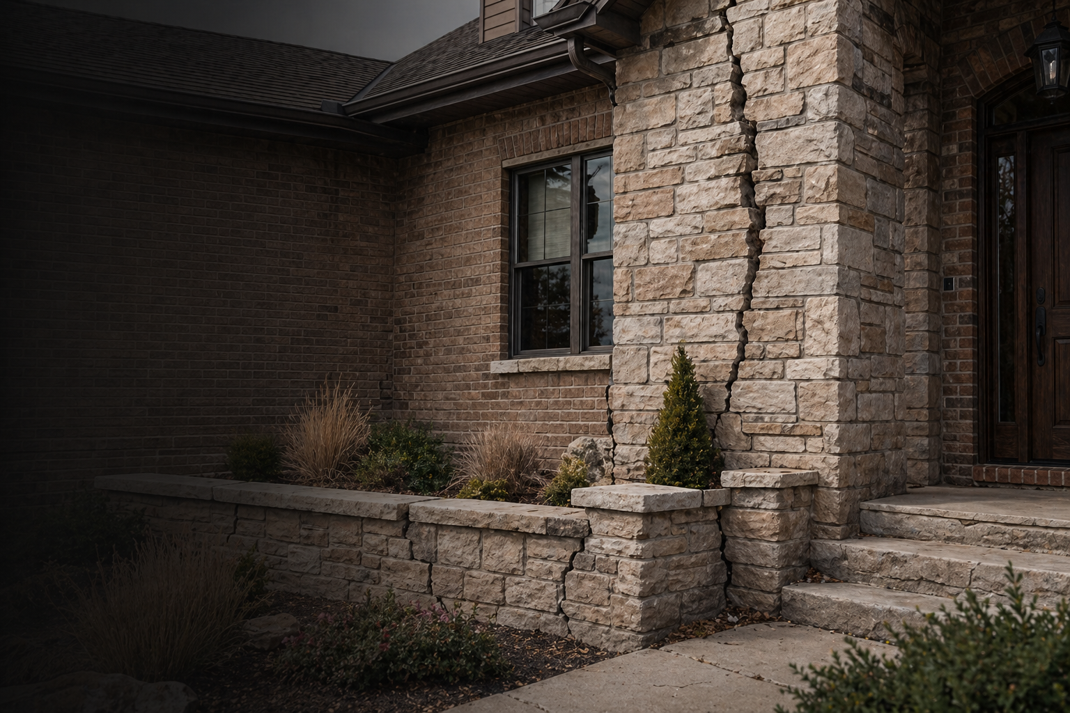 Finished stone mailbox and masonry post work